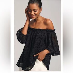 NWT Anthropologie size XXS black eyelet  blouse